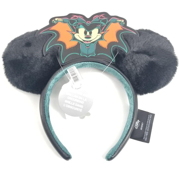 Disney Halloween 2023 Minnie Mouse Bat Glow in the Dark Ear Headband NWT - Picture 1 of 6